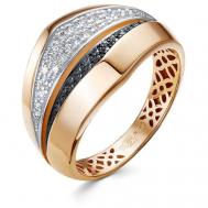 Кольцо  красное золото, 585 проба, бриллиант, размер 18, черный Vesna jewelry