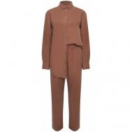 Костюм , рубашка и брюки, повседневный стиль, карманы, размер m/l, коричневый Theone by Svetlana Ermak