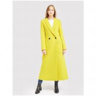 Пальто   зимнее, шерсть, силуэт прямой, размер 40, желтый Twinset Milano