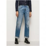 Джинсы широкие  , прямые, средняя посадка, стрейч, размер 26/32, синий Pepe Jeans