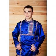 Косоворотка Дмитрий, русская народная рубаха, синяя 56-58 Нет бренда