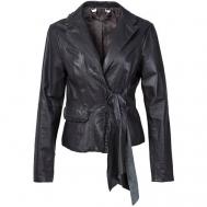 Кожаная куртка  , средней длины, размер 44, серый Annarita N