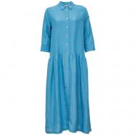 Платье-рубашка прямой силуэт, макси, размер 46, голубой Shade