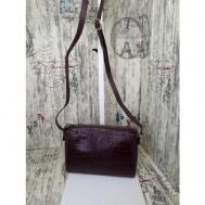 Сумка  кросс-боди , натуральная кожа, фактура под рептилию, бордовый Elena leather bag