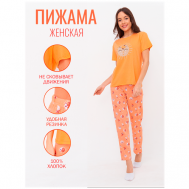 Пижама , футболка, брюки, короткий рукав, без карманов, размер М, оранжевый Илания