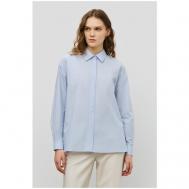 Блуза  , повседневный стиль, свободный силуэт, длинный рукав, без карманов, манжеты, однотонная, размер 50, голубой Baon