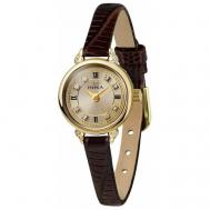 Наручные часы  женские, кварцевые, корпус золото, 585 проба, фианиткоричневый Ника
