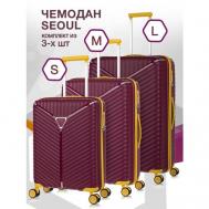 Комплект чемоданов L'case Seoul, 3 шт., 127 л, размер S/M/L, бордовый Lcase