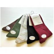 Носки , 5 пар, размер 37-41, бордовый, черный, коричневый, зеленый, белый GDMGS