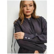 Блуза  , классический стиль, свободный силуэт, длинный рукав, размер L (46), серый Alekhina