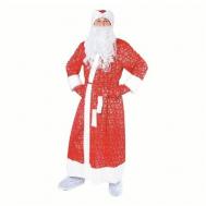 Карнавальный костюм "Дедушка Мороз", шуба с кудрявым мехом, шапка, варежки, борода, р-р 52-54, рост 185 см ЛюбиМая игрушка