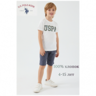 Комплект одежды , майка и шорты, повседневный стиль, размер 10-11 (140-146), белый, серый U.S.POLO ASSN