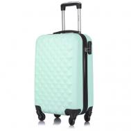 Умный чемодан , пластик, ABS-пластик, рифленая поверхность, опорные ножки на боковой стенке, 45 л, размер S, зеленый L'Case