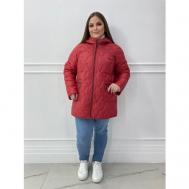 куртка   демисезонная, силуэт прилегающий, размер 58, красный Karmelstyle