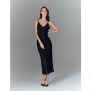 Платье-комбинация , атлас, открытая спина, размер 46, черный Batista Fashion