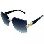 Солнцезащитные очки , прямоугольные, оправа: металл, градиентные, с защитой от УФ, для женщин, черный ECOSKY