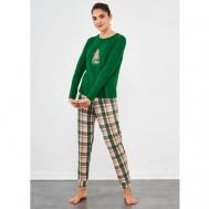 Пижама , длинный рукав, размер 46/48, зеленый Relax Mode