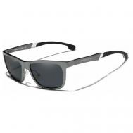Солнцезащитные очки , вайфареры, складные, зеркальные, поляризационные, с защитой от УФ, черный KINGSEVEN