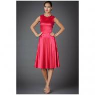 Платье , прилегающее, миди, размер 44, красный Арт-Деко