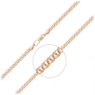Браслет-цепочка PLATINA, красное золото, 585 проба, длина 17 см. PLATINA Jewelry