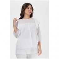 Блуза  , нарядный стиль, укороченный рукав, размер 54, белый OLSI