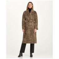 Пальто   демисезонное, силуэт прямой, удлиненное, размер 44, бежевый, коричневый HERESIS