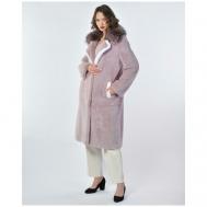 Пальто , норка, силуэт прямой, пояс/ремень, размер 40, фиолетовый Manakas Frankfurt