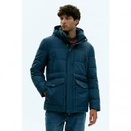 куртка  зимняя, силуэт прямой, стеганая, капюшон, водонепроницаемая, карманы, размер S, голубой Finn Flare