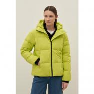 куртка   зимняя, средней длины, силуэт прямой, водонепроницаемая, ветрозащитная, стеганая, съемный капюшон, размер XS, зеленый Finn Flare