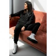 Костюм , худи и брюки, повседневный стиль, свободный силуэт, утепленный, капюшон, размер 50-52, черный IVDT37