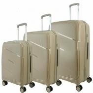 Умный чемодан , 3 шт., полипропилен, износостойкий, увеличение объема, опорные ножки на боковой стенке, ребра жесткости, рифленая поверхность, 144 л, размер S/M/L, мультиколор Impreza
