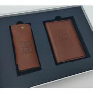 Комплект для автодокументов , натуральная кожа, подарочная упаковка, коричневый William Morris