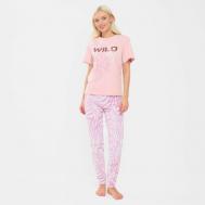 Пижама , футболка, брюки, короткий рукав, размер 40-42, розовый KAFTAN