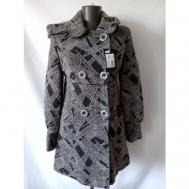 Пальто   демисезонное, шерсть, размер 42/170, серый, черный AuroraStar