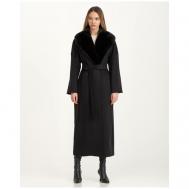 Пальто   демисезонное, шерсть, силуэт свободный, средней длины, размер 50, черный HERESIS
