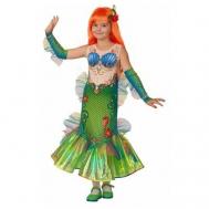 Карнавальный костюм «Русалочка», платье, перчатки-митенки, парик, брошь, р. 32, рост 128 см Batik