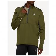 Куртка  для бега, средней длины, силуэт прямой, светоотражающие элементы, без капюшона, без карманов, размер XL, зеленый Asics