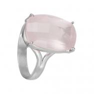 Кольцо  серебро, 925 проба, родирование, кварц, размер 18.5, розовый Серена-Сильвер