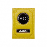 Обложка , натуральная кожа, желтый Audi