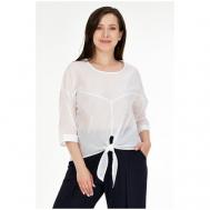 Блуза  , нарядный стиль, прямой силуэт, укороченный рукав, в полоску, размер 48, белый OLSI