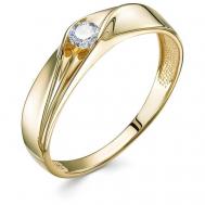 Кольцо помолвочное , желтое золото, 585 проба, бриллиант, размер 17.5, бесцветный Vesna jewelry