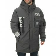 куртка  зимняя, силуэт прямой, капюшон, манжеты, грязеотталкивающая, внутренний карман, ветрозащитная, карманы, водонепроницаемая, размер 56, серый Не определен