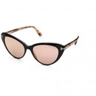 Солнцезащитные очки , кошачий глаз, оправа: металл, с защитой от УФ, зеркальные, для женщин, черный Tom Ford