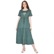 Платье , хлопок, повседневное, классическое, полуприлегающее, карманы, размер 54, зеленый Оптима Трикотаж