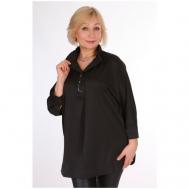 Блуза  , нарядный стиль, свободный силуэт, укороченный рукав, размер 56, черный DIANUR
