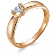 Кольцо , красное золото, 585 проба, родирование, бриллиант, размер 17.5, бесцветный Vesna jewelry