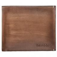 Бумажник , натуральная кожа, фактура тиснение, без застежки, отделение для карт, коричневый Davidoff