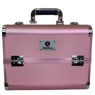 Бьюти-кейс , 21х26х32 см, плечевой ремень, ручки для переноски, розовый, черный OKIRO