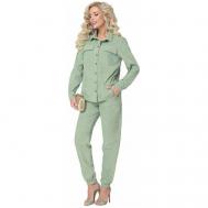 Костюм , рубашка и брюки, повседневный стиль, прямой силуэт, карманы, размер 52, зеленый DSTrend