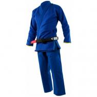 Кимоно  для джиу-джитсу  без пояса, размер 160, синий Adidas